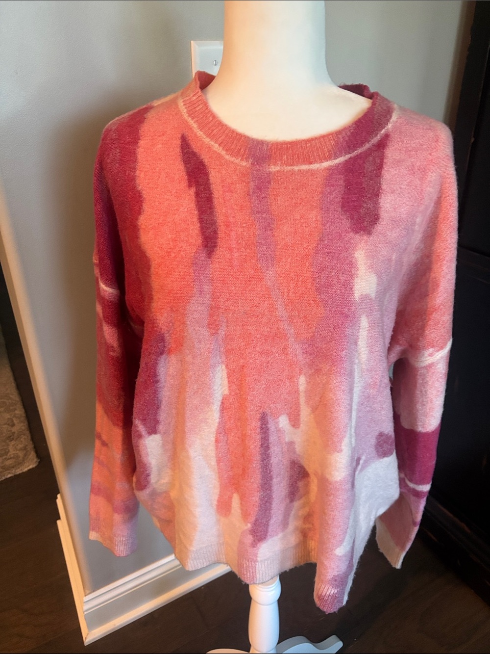 Charlie B Abstract Pink Crewneck Sweater